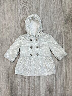NWT Baby Girl IKKS Hooded Jacket Light Grey with Stars Size 6 months